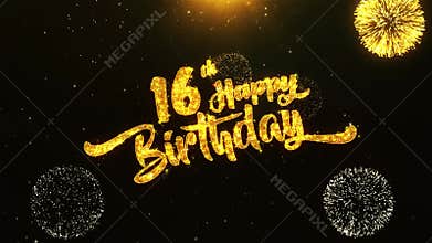 16th Happy Birthday Text Greeting, Wishes, Celebration, invitation Background