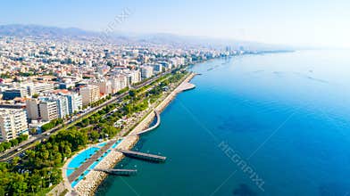 Aerial view of Molos, Limassol, Cyprus