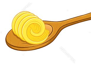 Butter Curl On a Wooden Spoon