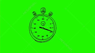 Vintage stopwatch drawing 2d animation