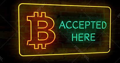 Bitcoin accepted here neon 3D