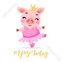 Cute cartoons girl pig
