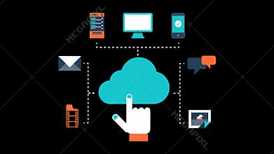 Cloud Computing Storage Data Animation Transparent Vector Motion Graphics Loop