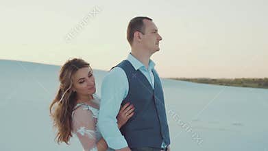Delightful crazy romantic video of a couple in love, the bride and groom are full of tenderness and warm feelings, the