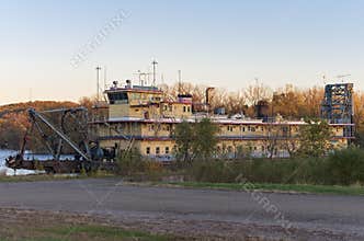 Abandoned Riverboat on Mississippi River in Prairie du Chien