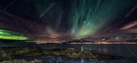 Aurora borealis - northern lights, North Norway - banner