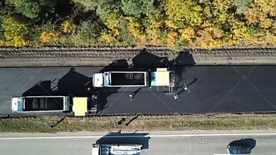 Ukraine, Dnipro - October 11, 2018: Repair pavement on the highw