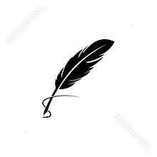 Feather quill pen icon, classic stationery illustration.