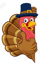 Turkey Pilgrim Hat Thanksgiving Cartoon Character