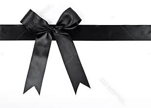 Black bow with ribbon