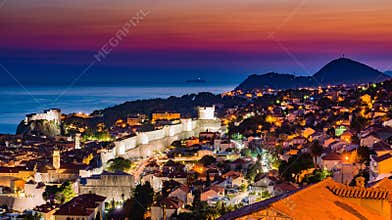Sunset of Dubrovnik in Croatia