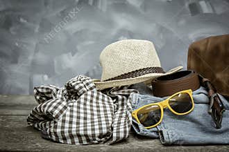 Men apparel vintage fashion set.