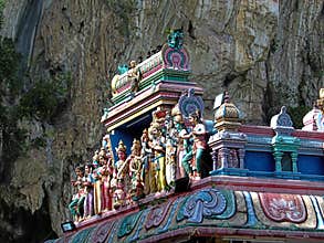 Statues On The Roof Of The Sri Subramaniar Indian Hindu Temple