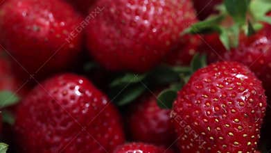 Appetizing and beautiful red strawberries. Fresh strawberries. Strawberry on red background. Best red strawberry texture.