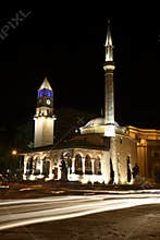 Mosque and clock tower in Tirana