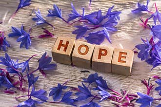 Hope on the wooden cubes
