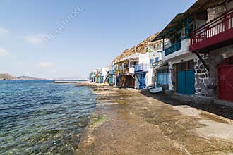Colourfull old houses in fishermen town of Klima on Milos island, Greece
