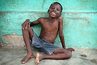 Happy boy in a slum in Accra, Ghana