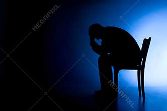 Man in depression and despair