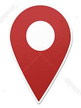 Location pin point in isolated on white