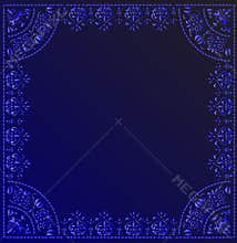Blue curled frame decoration