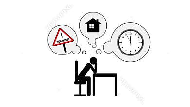 Burnout and stress mental problems concept animated pictogram