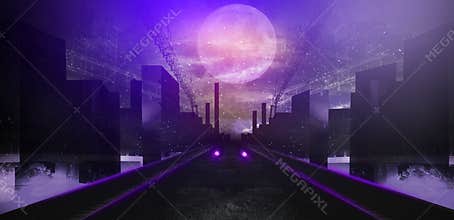 Night city, neon light.