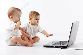 Babies with laptop