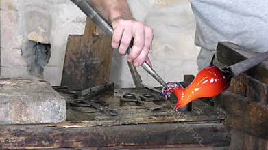 Making glass sculptures in Murano Italy