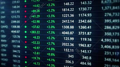 Stock market data tableau. Company and cryptocurrency tickers in bullish market