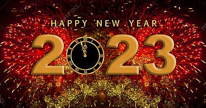 Happy New Year 2023 with fireworks