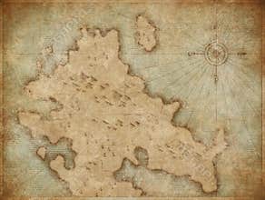 pirates treasure map with blue ocean