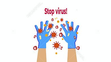Gloves on hands protection against the virus