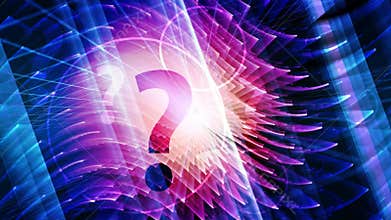 Question marks a stream of luminous particles, a cycle of a stream of luminous particles. light effects moving and flexible lines