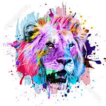 Colorful lion artisticlion  in the jungle color art