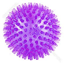 transparent purple spiked plastic ball isolated on white background - massager, dog toy and COVID-19 symbol