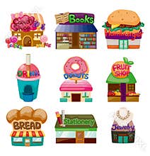 Cartoon shop/house icons