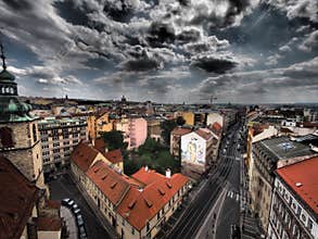 The Gothic JindÅ™iÅ¡skÃ¡ Tower in Prague as a separate bell tower modeled on Italian campanillas.Czech