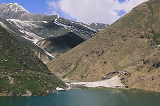 Spectacular Landscape to the Mountain Lake in Gilgit Baltistan