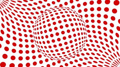 Red and white monochrome optical illusion with geometric pattern, surreal hypnotic seamless looping motion background