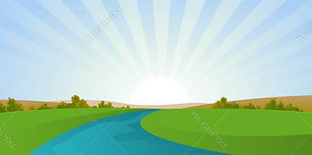 Cartoon River Landscape