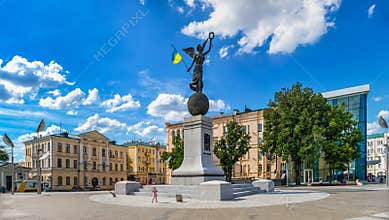Independence Monument on Constitution Square in Kharkiv, Ukraine