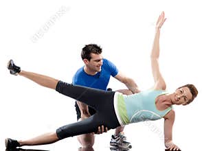 Man woman couple exercising workout Body Building