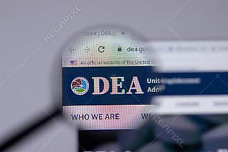 New York, USA - 26 April 2021: Drug Enforcement Administration DEA company logo close-up on website page, Illustrative Editorial