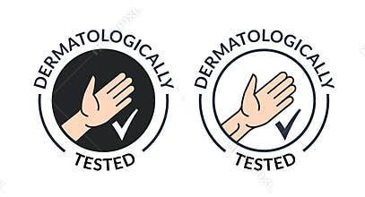 Dermatology hand tested logo icon. Antibacterial hypoallergenic clean gel test label