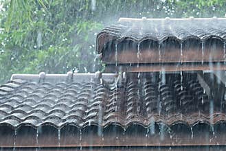 Raining on the roof