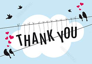 Thank you with birds in the sky, vector