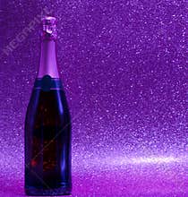champagne, bottle, shiny, background, new year, light, 