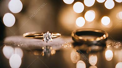 Wedding Rings with Bokeh Lights