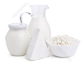 Dairy products on white